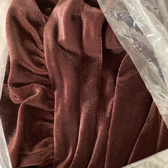 Velvet Body Contour Mock Neck Ruched Mini Dress - Picture 12 of 12